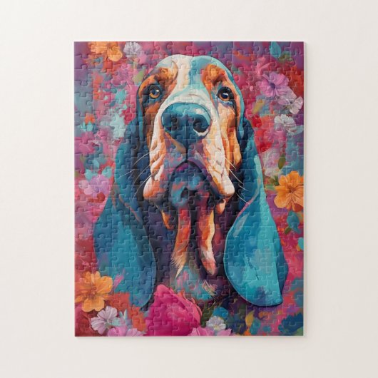 Kleurrijke Basset Hound Legpuzzel (Verticaal)