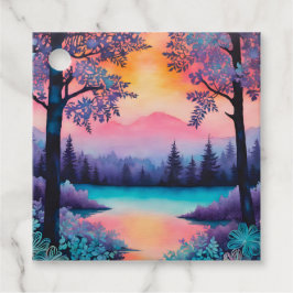 Kleurrijke Batik Bos Kunst Cadeaublaadjes Bedankjes Labels