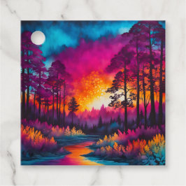 Kleurrijke Batik Bos Kunst Cadeautags Bedankjes Labels