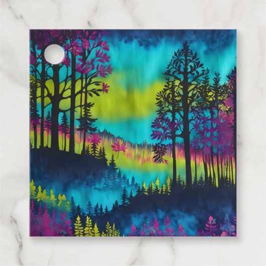 Kleurrijke Batik Forest Art Gift Labels (Voorkant)