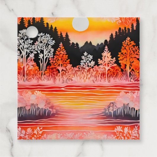 Kleurrijke Batik Forest Art Gift Labels (Voorkant)