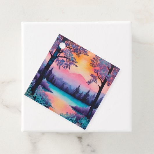 Kleurrijke Batik Forest Art Gift Labels (In situ)