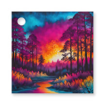 Kleurrijke Batik Forest Art Gift Labels