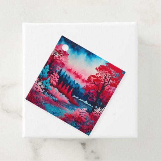 Kleurrijke Batik Forest Art Gift Labels (In situ)