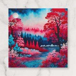 Kleurrijke Batik Forest Art Gift Labels