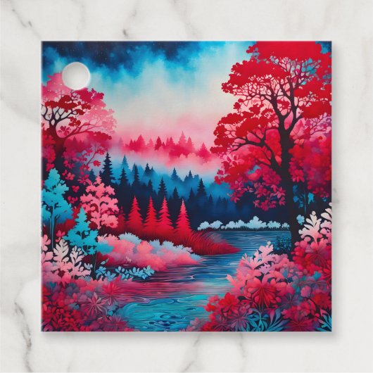 Kleurrijke Batik Forest Art Gift Labels (Voorkant)