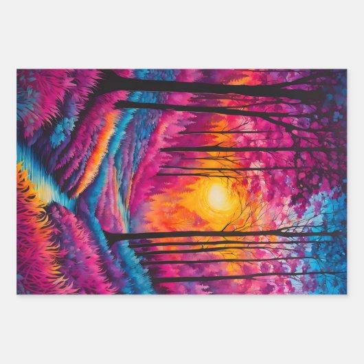 Kleurrijke Batik Forest Art Wrapping Paper Sheets (Voorkant 3)