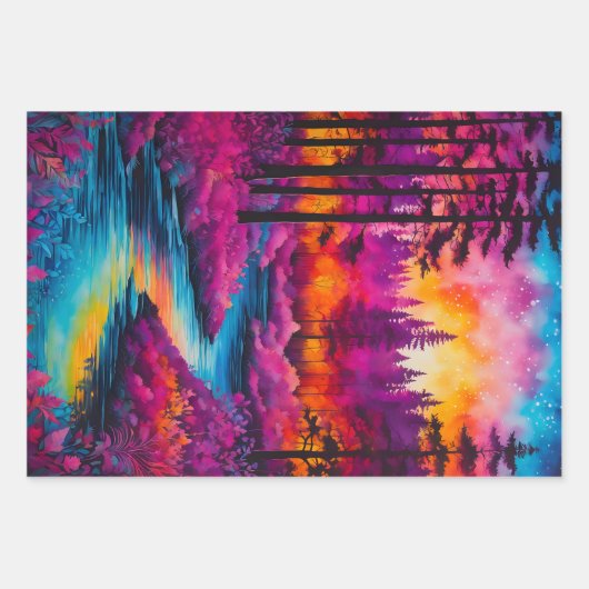 Kleurrijke Batik Forest Art Wrapping Paper Sheets (Voorkant)