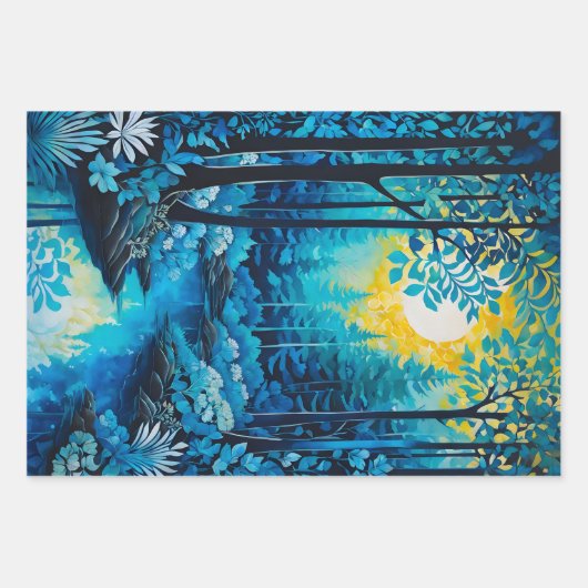 Kleurrijke Batik Forest Art Wrapping Paper Sheets (Voorkant)