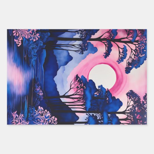 Kleurrijke Batik Forest Art Wrapping Paper Sheets (Voorkant 3)