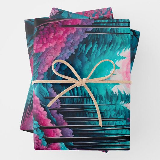 Kleurrijke Batik Forest Art Wrapping Paper Sheets