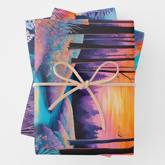 Kleurrijke Batik Forest Art Wrapping Paper Sheets