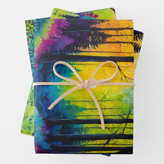 Kleurrijke Batik Forest Art Wrapping Paper Sheets