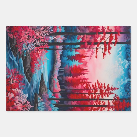 Kleurrijke Batik Forest Art Wrapping Paper Sheets (Voorkant 3)