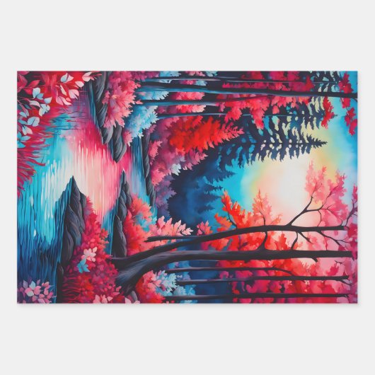 Kleurrijke Batik Forest Art Wrapping Paper Sheets (Voorkant)