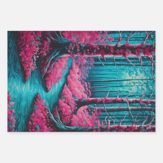 Kleurrijke Batik Forest Art Wrapping Paper Sheets (Voorkant 3)