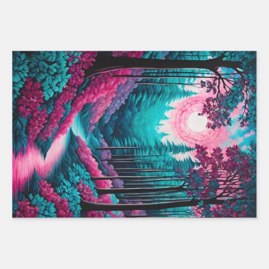 Kleurrijke Batik Forest Art Wrapping Paper Sheets (Voorkant)