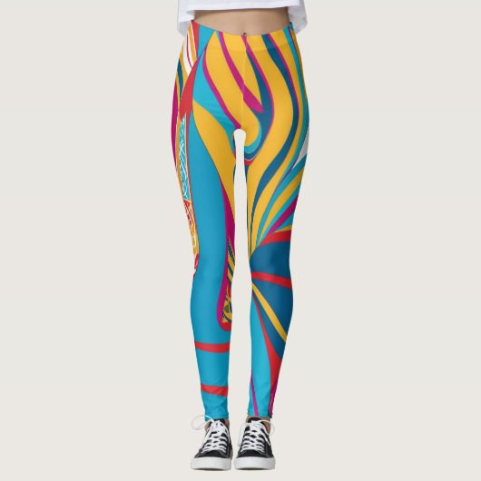 Kleurrijke Batik Parang Pop Art Pattern Leggings (Voorkant)