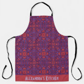 Kleurrijke Batik Rood & Paars Abstract Schort (Voorkant)