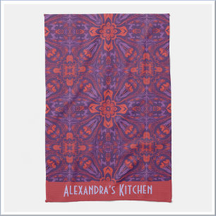 Kleurrijke Batik Rood & Paars Abstract Theedoek