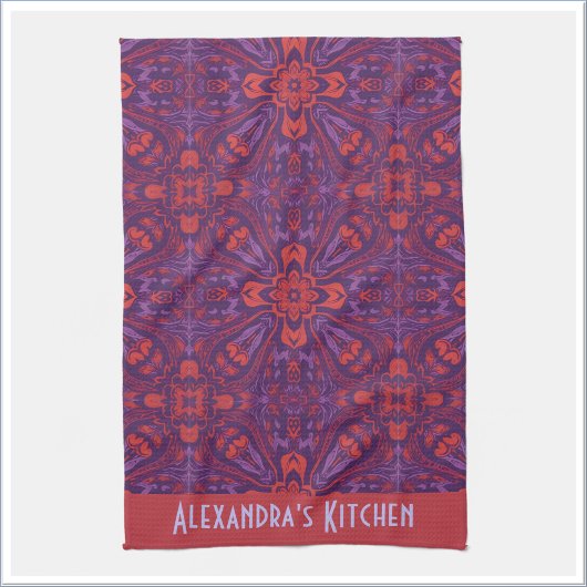 Kleurrijke Batik Rood & Paars Abstract Theedoek