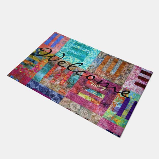 Kleurrijke Batik Squares Quiltdeurmat Deurmat (Schuin)