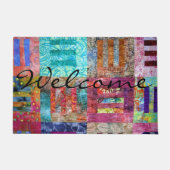 Kleurrijke Batik Squares Quiltdeurmat Deurmat (Voorkant)