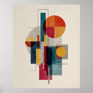 Kleurrijke Bauhaus Geometrische Abstracte Kunst Po Poster