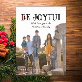 Kleurrijke Be Joyful Holiday Photo Flat Kaart