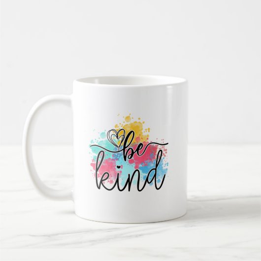 Kleurrijke Be Kind Paint Splash Koffiemok (Links)