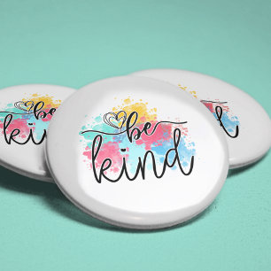 Kleurrijke Be Kind Paint Splash Ronde Button 5,7 Cm