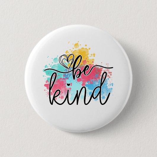 Kleurrijke Be Kind Paint Splash Ronde Button 5,7 Cm (Voorkant)