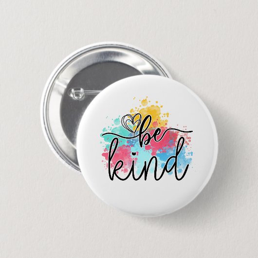 Kleurrijke Be Kind Paint Splash Ronde Button 5,7 Cm (Voorkant /achterkant)