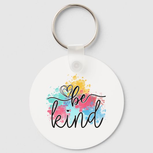 Kleurrijke Be Kind Paint Splash Sleutelhanger (Achterkant)
