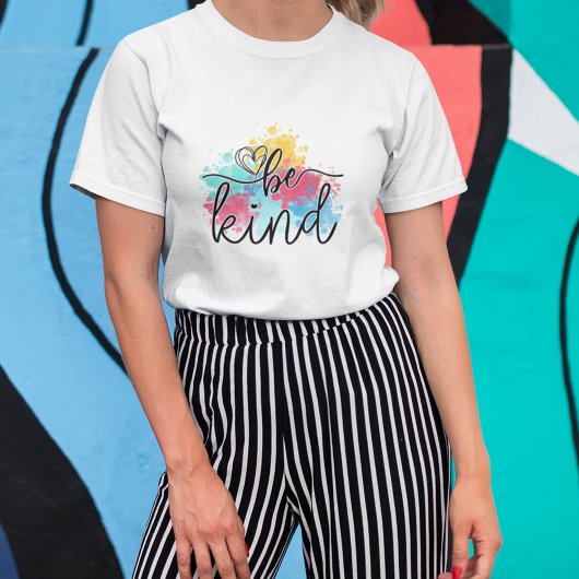 Kleurrijke Be Kind Paint Splash T-shirt