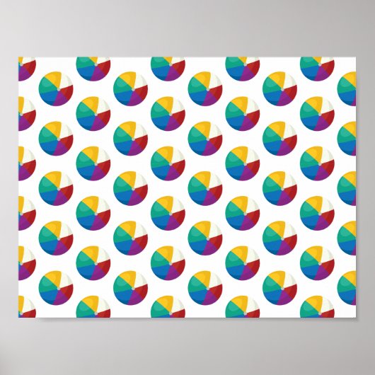 Kleurrijke Beach Ball Zomerpatroon Poster (Voorkant)