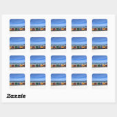 Kleurrijke Beach Huts Square Sticker (Vel)