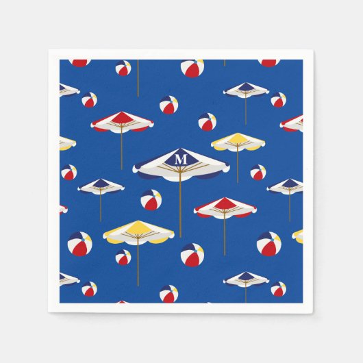 Kleurrijke beach-mbrella en beach-band, aangepast servetten (Voorkant)