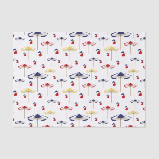 Kleurrijke beach-mbrella en beach-band, aangepast tissuepapier (Voorkant)