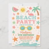 Kleurrijke Beach Party Verjaardag Uitnodiging & De (Voorkant)