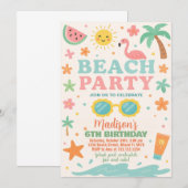 Kleurrijke Beach Party Verjaardag Uitnodiging & De (Voorkant / Achterkant)