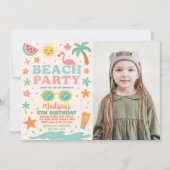 Kleurrijke Beach Party Verjaardag Uitnodiging & De (Voorkant)