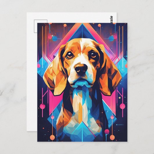 Kleurrijke Beagle Art Briefkaart (Voorkant / Achterkant)