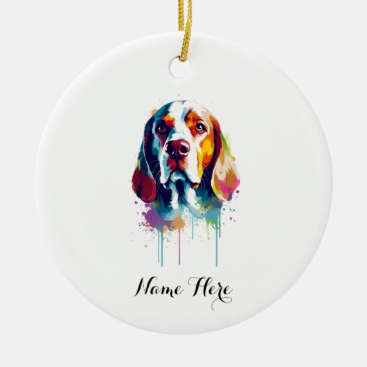 Kleurrijke Beagle Keramisch Ornament (Voorkant)
