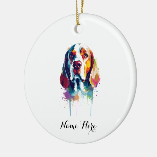 Kleurrijke Beagle Keramisch Ornament (Links)