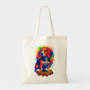 Kleurrijke Beagle Pop Art – Levendig Hondenportret Tote Bag