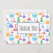 Kleurrijke Beakers en Flasks Science Patroon Bedankkaart (Voorkant)