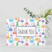 Kleurrijke Beakers en Flasks Science Patroon Bedankkaart (Staand voorkant)