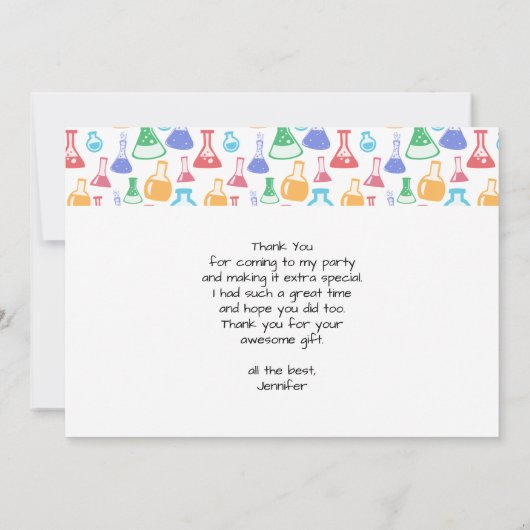 Kleurrijke Beakers en Flasks Science Patroon Bedankkaart (Achterkant)