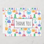 Kleurrijke Beakers en Flasks Science Patroon Bedankkaart (Voorkant / Achterkant)